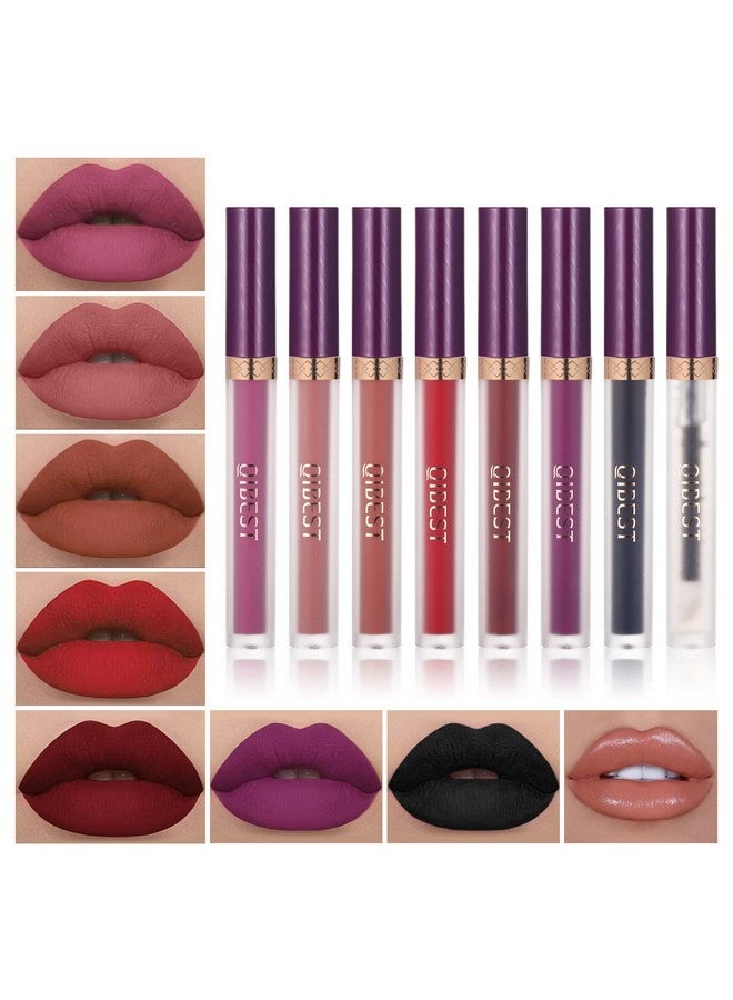 7Pcs Matte Liquid Lipstick Wiith 1Pcs Lip Plumper Makeup Set Waterproof Lip Gloss Sets Kit Pigmented Long Lasting Velvet Lip Makeup Gift For Women And Girls