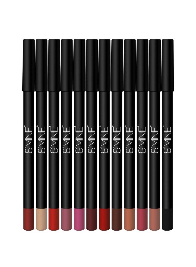 Matte Lip Liner Set 12 Assorted Colors High Pigmented Natural Lip Makeup Soft Pencils Longwear Smooth Ultra Fine (Color Set1)