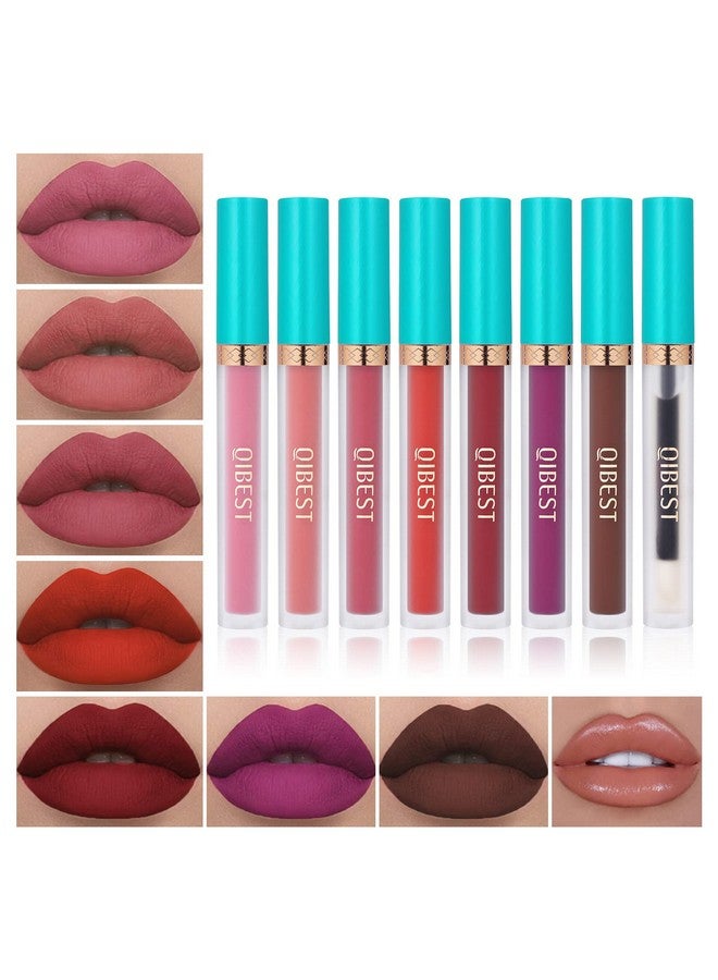 7 Matte Liquid Lipstick With 1 Lip Plumber Gloss Makeup Set Long Lasting High Pigmented Velvety Waterproof Nude Lipgloss Kit Make Up Gift Sets For Women Girls