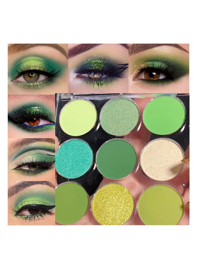 9 Colors Shimmer Matte Green Eyeshadow Palette. Highly Pigmented Light Green Eyeshadow Dark Green Eye Shadow Paleta.Blendability Shiny Matte Green Makeup Powder Palet.Paleta De Sombras De Ojos Verdes