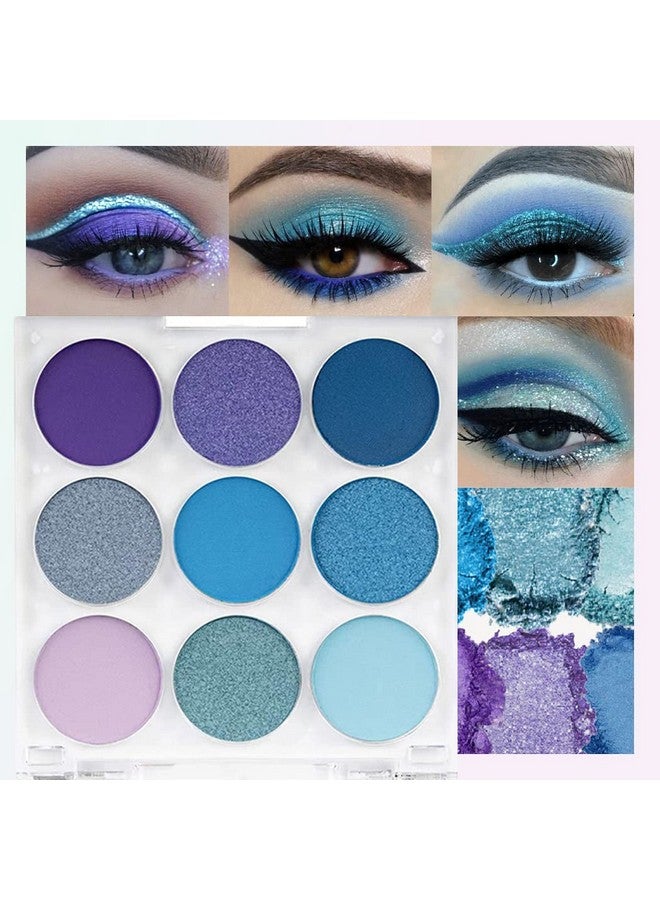 9 Colors Shimmer Matte Blue Eyeshadow Palette.Highly Pigmented Light Blue Eyeshadow Dark Blue Eye Shadow Paleta.Blendability Shiny Matte Blue Makeup Powder Palet.Paleta De Sombras De Ojos Azul