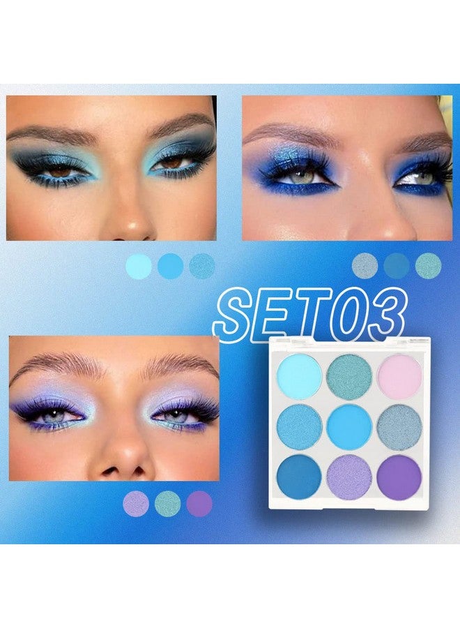 9 Colors Shimmer Matte Blue Eyeshadow Palette.Highly Pigmented Light Blue Eyeshadow Dark Blue Eye Shadow Paleta.Blendability Shiny Matte Blue Makeup Powder Palet.Paleta De Sombras De Ojos Azul