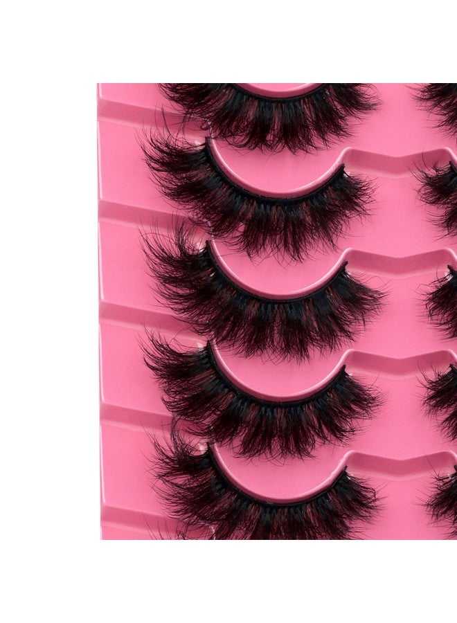 Mink Lashes Fluffy 8D False Eyelashes Wispy Eye Lashes Cat Eye Long 18Mm Dramatic Fanxiton 7 Pairs Pack Volume Thick Faux Mink Lashes Multipack