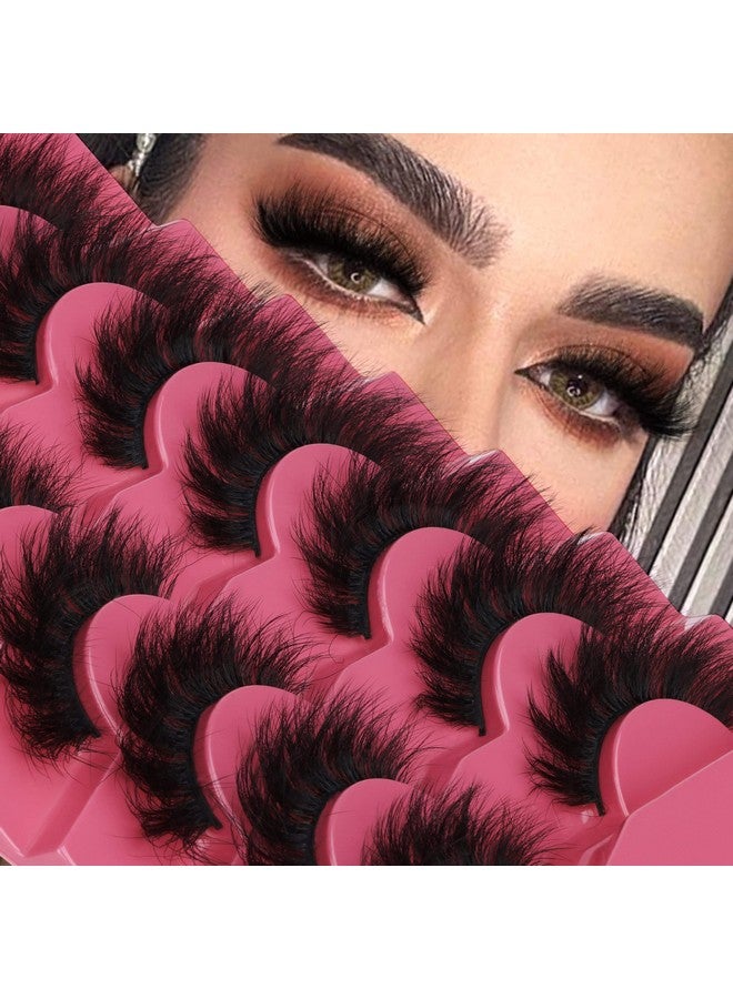 Mink Lashes Fluffy 8D False Eyelashes Wispy Eye Lashes Cat Eye Long 18Mm Dramatic Fanxiton 7 Pairs Pack Volume Thick Faux Mink Lashes Multipack