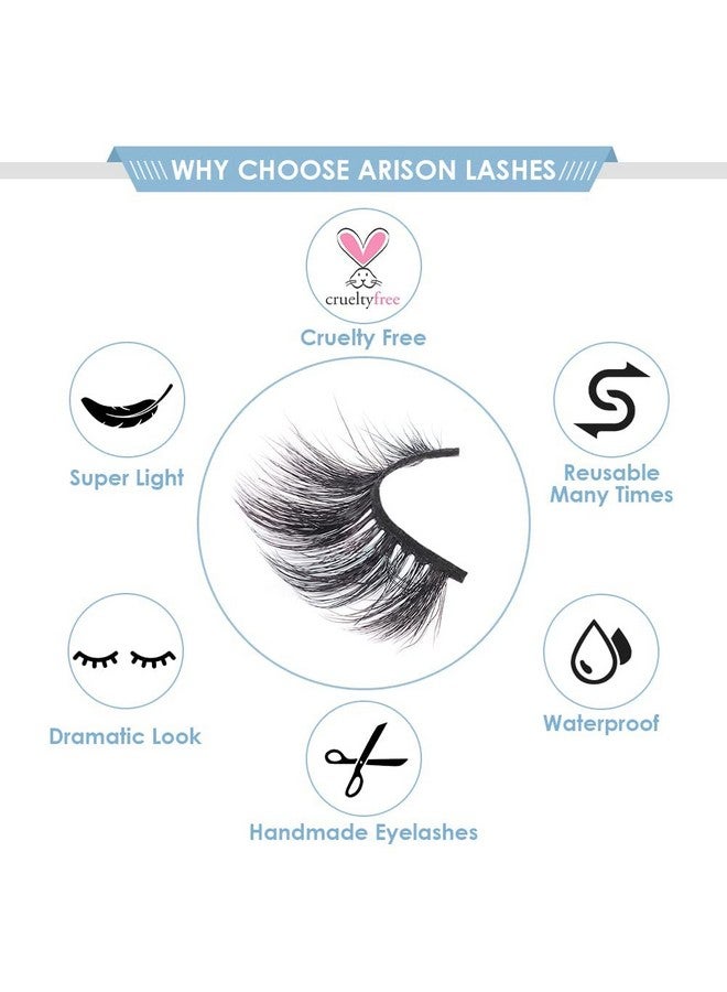 Arison Faux Mink Lashes Natural Look Fluffy Fake False Eyelashes 3D Wispy Lashes Long Lashes Bulk For Women B03