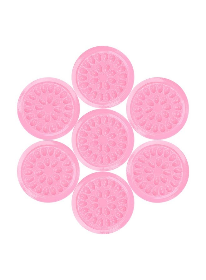 False Eyelashes Glue Holders 100 Pcs Disposable Eyelash Glue Holder Plastic Glue Pallet Pad For Eyelash Extensions (Pink)