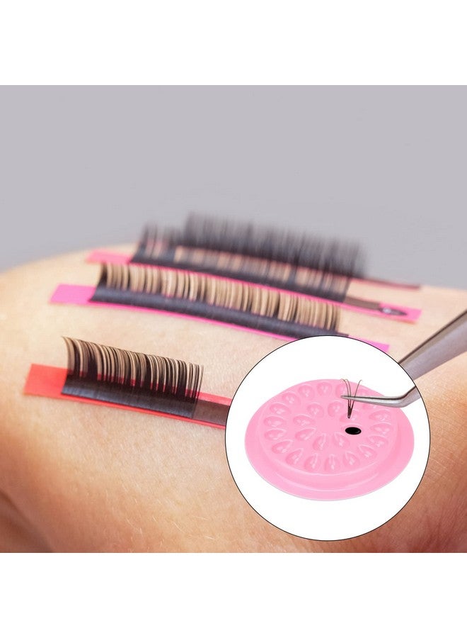 False Eyelashes Glue Holders 100 Pcs Disposable Eyelash Glue Holder Plastic Glue Pallet Pad For Eyelash Extensions (Pink)