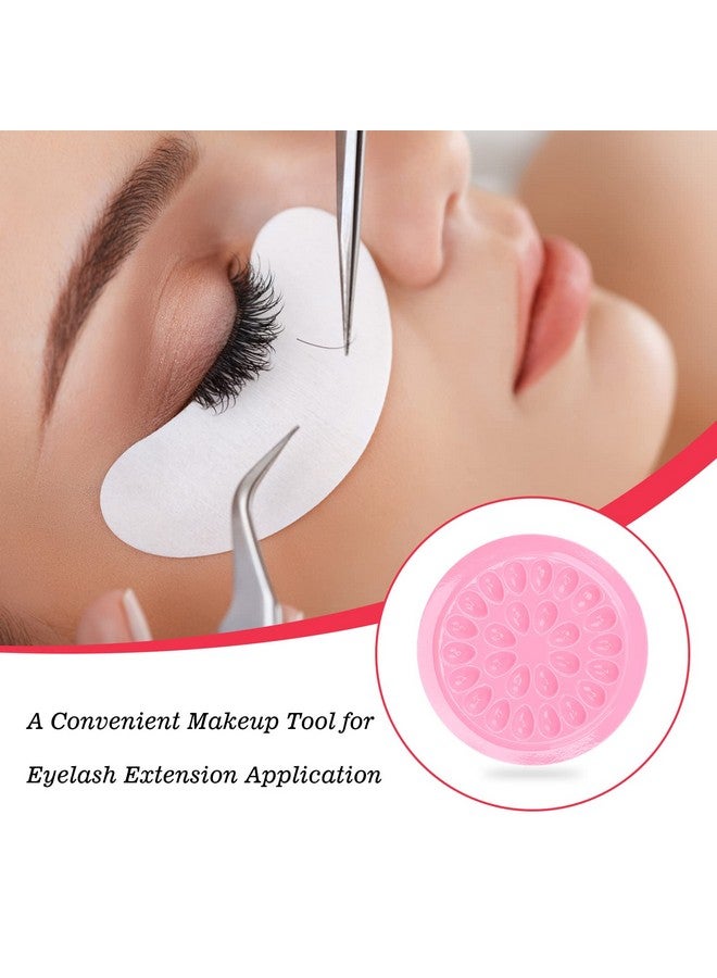 False Eyelashes Glue Holders 100 Pcs Disposable Eyelash Glue Holder Plastic Glue Pallet Pad For Eyelash Extensions (Pink)