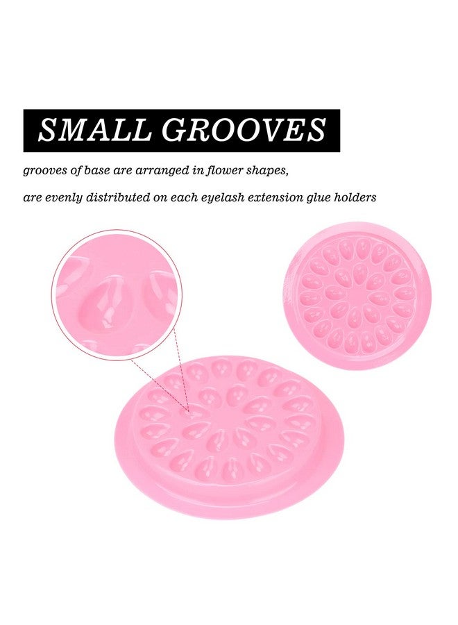 False Eyelashes Glue Holders 100 Pcs Disposable Eyelash Glue Holder Plastic Glue Pallet Pad For Eyelash Extensions (Pink)
