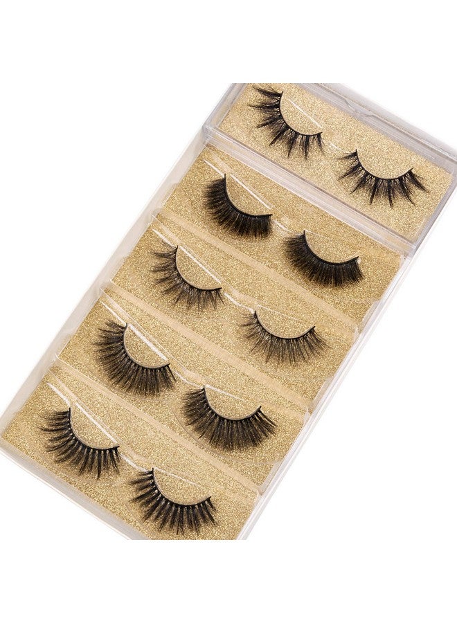 False Eyelashes Fake Lashes 5 Pairs 6D Lashes Mink Eyelashes 5 Styles Mixed Fluffy Lashes Reusable Fake Eyelashes Wispy Mink Lash Natural Look; 008 15Mm 18Mm