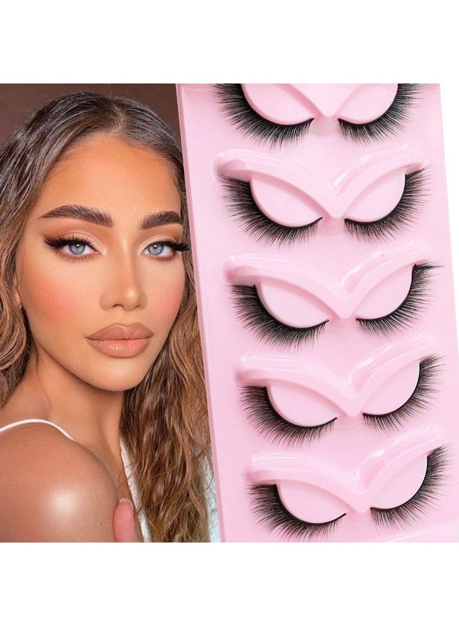 Fox Eye Lashes L Curl Fluffy False Eyelashes 5 Pairs Pack Bratz Cat Eye Lashes Wispy & Lightweight Fake Eyelashes For Doll Eye Makeup (Foxy 04)