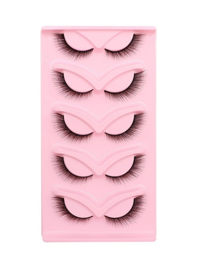 Fox Eye Lashes L Curl Fluffy False Eyelashes 5 Pairs Pack Bratz Cat Eye Lashes Wispy & Lightweight Fake Eyelashes For Doll Eye Makeup (Foxy 04)