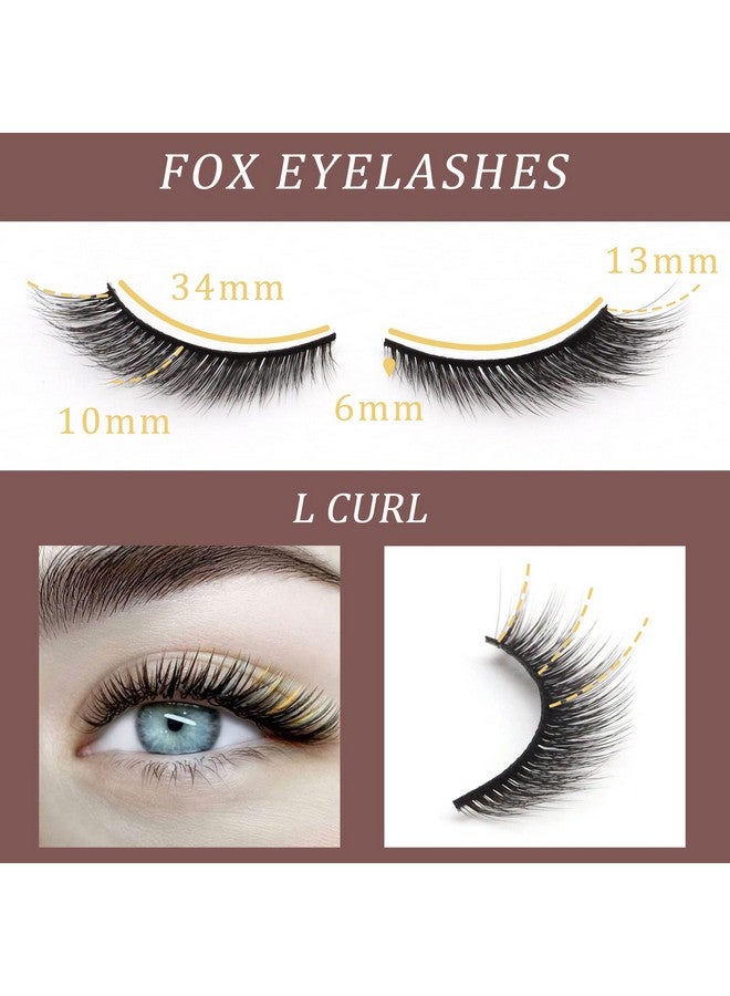 Fox Eye Lashes L Curl Fluffy False Eyelashes 5 Pairs Pack Bratz Cat Eye Lashes Wispy & Lightweight Fake Eyelashes For Doll Eye Makeup (Foxy 04)
