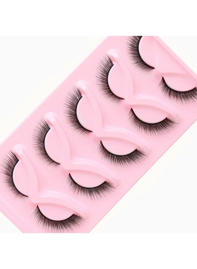 Fox Eye Lashes L Curl Fluffy False Eyelashes 5 Pairs Pack Bratz Cat Eye Lashes Wispy & Lightweight Fake Eyelashes For Doll Eye Makeup (Foxy 04)