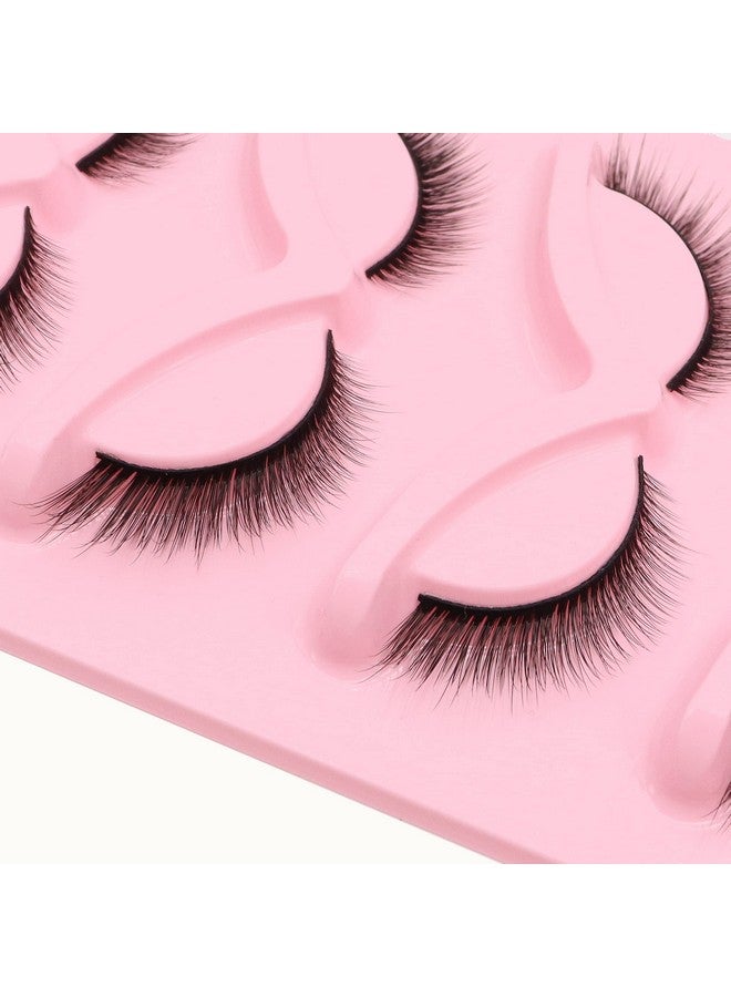 Fox Eye Lashes L Curl Fluffy False Eyelashes 5 Pairs Pack Bratz Cat Eye Lashes Wispy & Lightweight Fake Eyelashes For Doll Eye Makeup (Foxy 04)