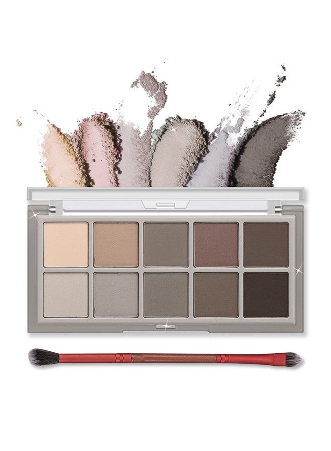 10 Colors Eyeshadow Palette Makeup Matte Naked Eye Shadow Ultra Blendable Naturing Looking Long Lasting Neutral Nudes Eye Shadow Palette With Brush Suitable For Older Women Cement Color