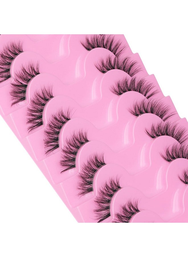 Half Lashes Natural Look Wispy Curly Cat Eye Cluster Lashes Fluffy 14Mm Clear Band Accent Short False Eyelashes That Look Like Extensions 10 Pairs By Fanxiton