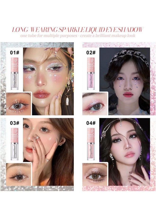 8Pcs Liquid Glitter Eyeshadow Bling Under Eye Shadow Quick Drying Liquid Sparkling Eyeshadow Eyeliner Eyelid Make Up Set Highlight Shimmer Loose Glitter Glue For Sparkly Eye Makeup