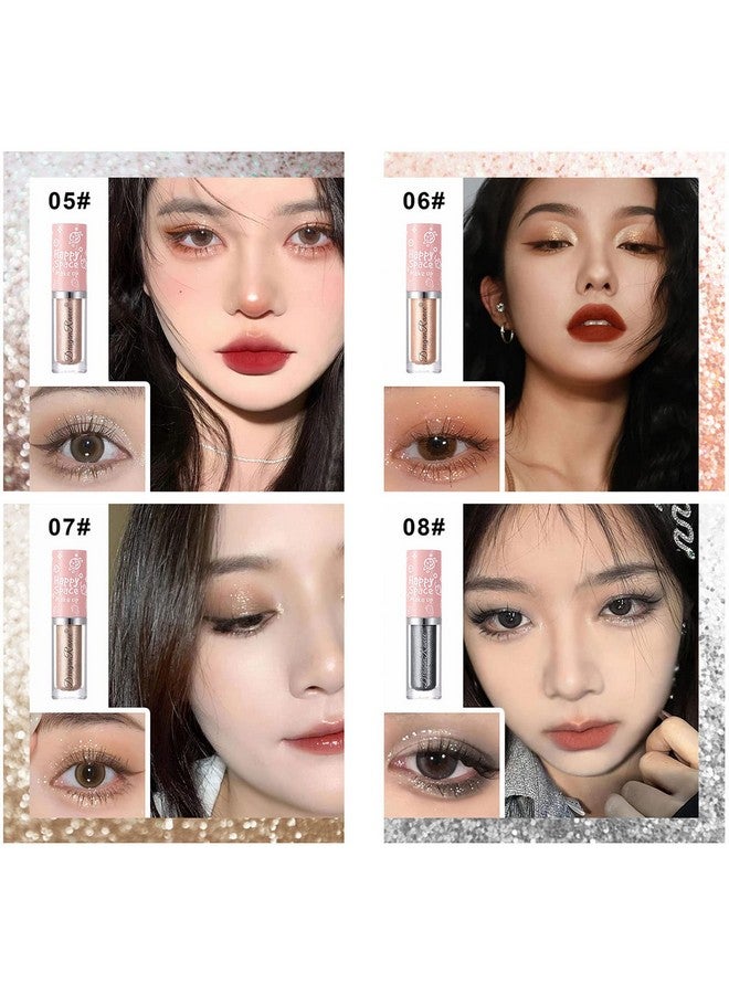 8Pcs Liquid Glitter Eyeshadow Bling Under Eye Shadow Quick Drying Liquid Sparkling Eyeshadow Eyeliner Eyelid Make Up Set Highlight Shimmer Loose Glitter Glue For Sparkly Eye Makeup