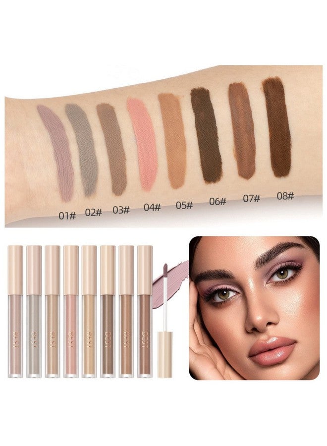 Matte Liquid Eyeshadow 8 Colors Neutral Naked Smooth Creamy Eyeshadow Set Lightweight High Pigmented And Waterproof Long Lasting Matte Eyeshadow (Matte Naked 8Colors Set 1)