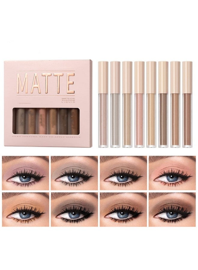 Matte Liquid Eyeshadow 8 Colors Neutral Naked Smooth Creamy Eyeshadow Set Lightweight High Pigmented And Waterproof Long Lasting Matte Eyeshadow (Matte Naked 8Colors Set 1)