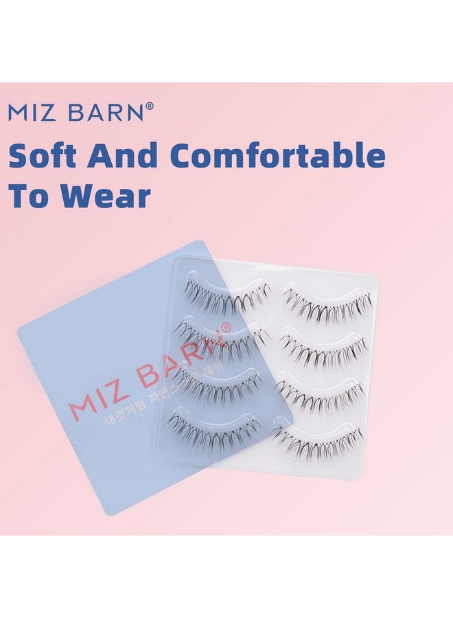 Daily Natural Look False Eyelashes4 Pairs Natural Soft Lightweight Comfortable Short Lashes Clear Band Handmade Luxurious False Eyelashes(A05)