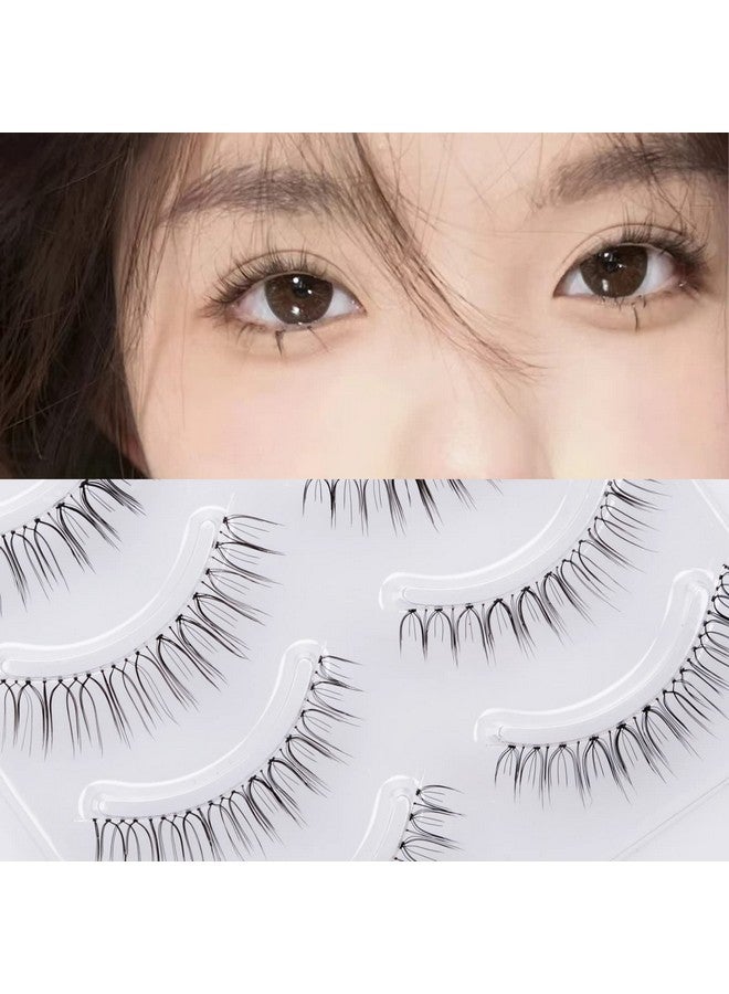 Daily Natural Look False Eyelashes4 Pairs Natural Soft Lightweight Comfortable Short Lashes Clear Band Handmade Luxurious False Eyelashes(A05)