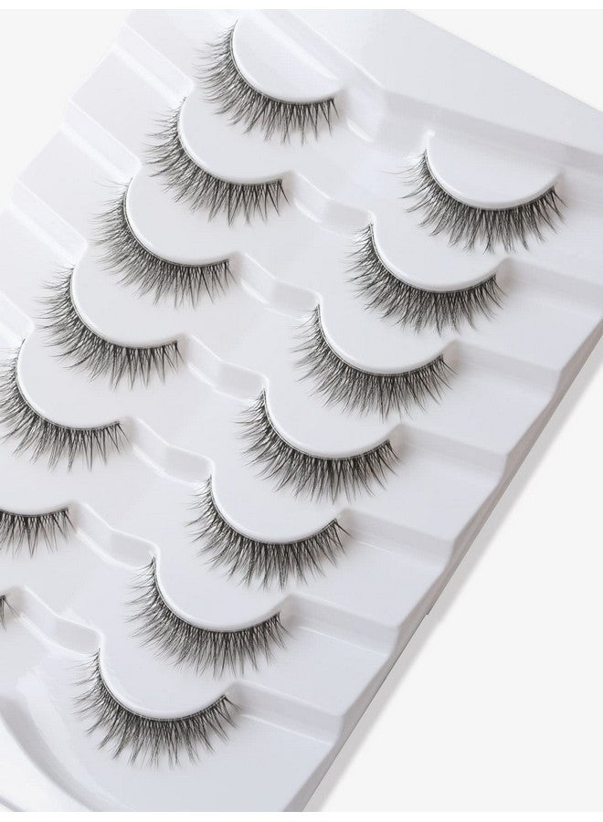 False Eyelashes Short Natural Lashes Wispy Lashes 3D Faux Mink Lashes Pack Light Volume Soft Strips Fake Eye Lashes 7 Pairs Multipack