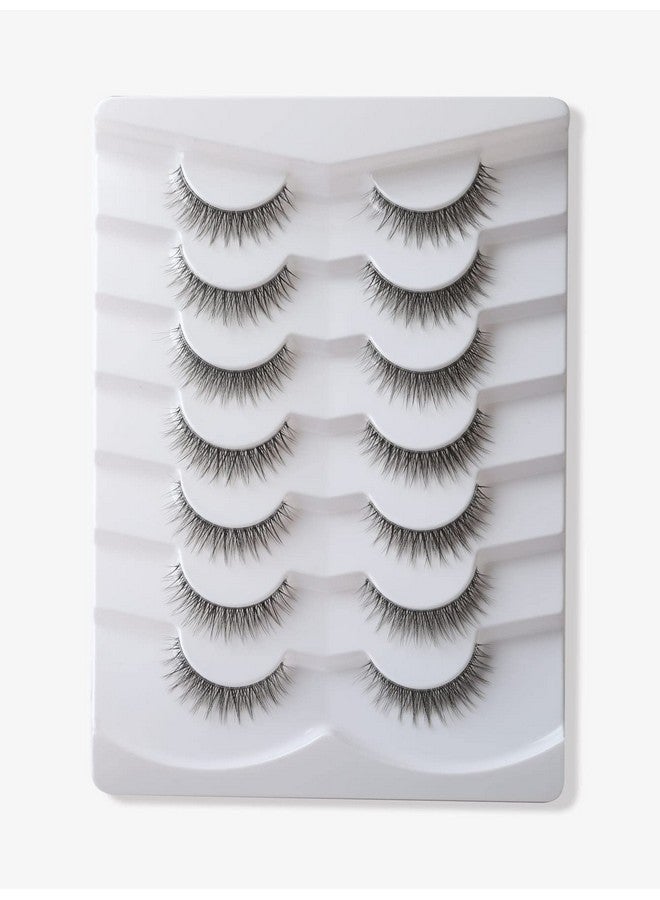 False Eyelashes Short Natural Lashes Wispy Lashes 3D Faux Mink Lashes Pack Light Volume Soft Strips Fake Eye Lashes 7 Pairs Multipack