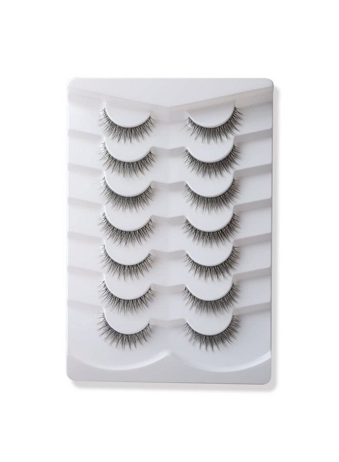 False Eyelashes Short Natural Lashes Wispy Lashes 3D Faux Mink Lashes Pack Light Volume Soft Strips Fake Eye Lashes 7 Pairs Multipack