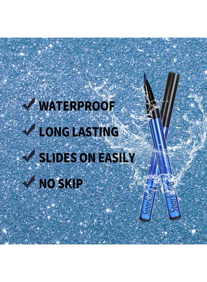 Eyeliner Penwaterproof Liquid Eyeliner With Precision Tipmetallic Shimmer Color Eyeliners Smudge Resistant Long Wearing (Blue)