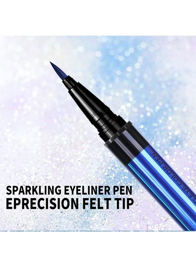 Eyeliner Penwaterproof Liquid Eyeliner With Precision Tipmetallic Shimmer Color Eyeliners Smudge Resistant Long Wearing (Blue)