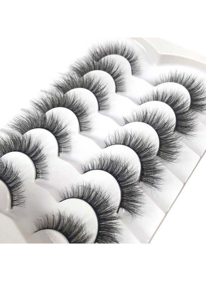 False Eyelashes Wispy Cat Eye Faux Mink Lashes 7 Pairs Natural 8D Fluffy Volume Fake Mink Eyelash Multipack