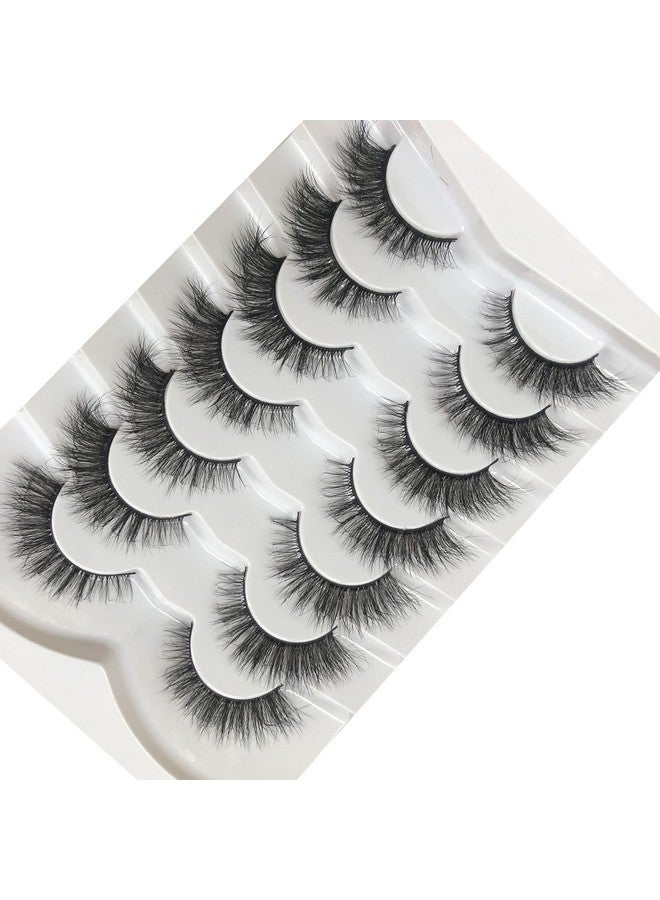 False Eyelashes Wispy Cat Eye Faux Mink Lashes 7 Pairs Natural 8D Fluffy Volume Fake Mink Eyelash Multipack