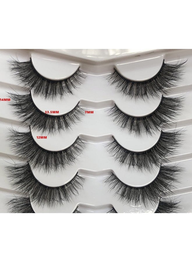 False Eyelashes Wispy Cat Eye Faux Mink Lashes 7 Pairs Natural 8D Fluffy Volume Fake Mink Eyelash Multipack