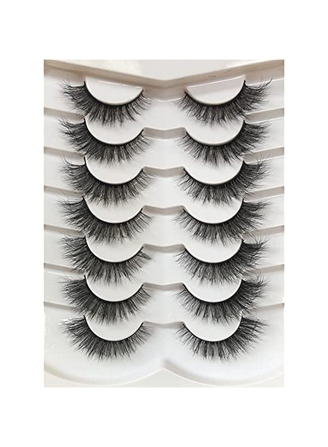 False Eyelashes Wispy Cat Eye Faux Mink Lashes 7 Pairs Natural 8D Fluffy Volume Fake Mink Eyelash Multipack