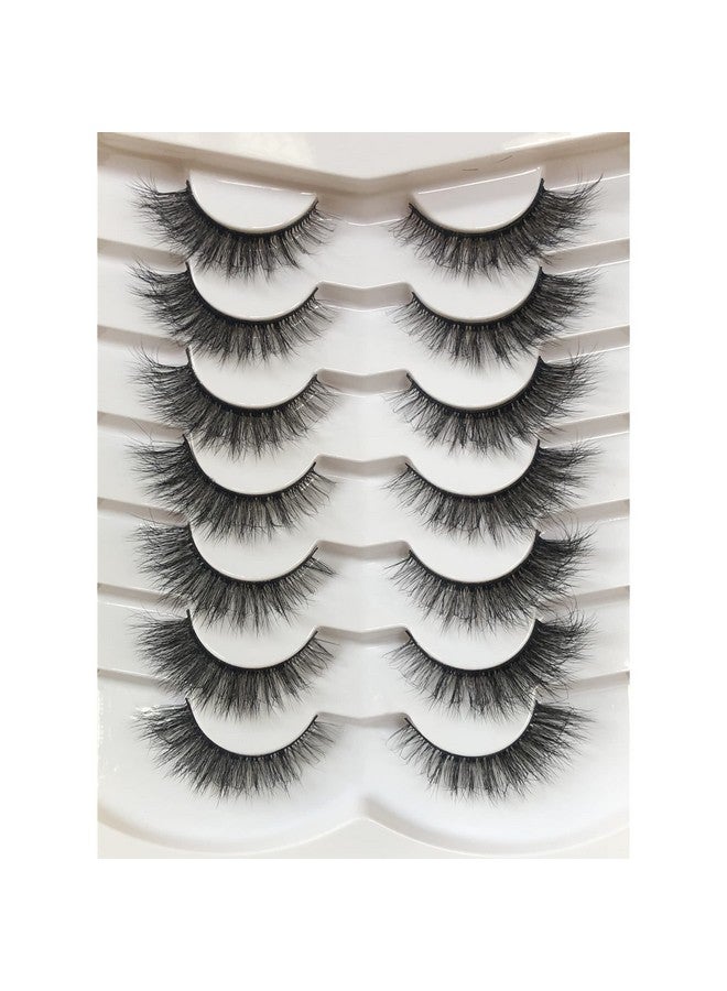 False Eyelashes Wispy Cat Eye Faux Mink Lashes 7 Pairs Natural 8D Fluffy Volume Fake Mink Eyelash Multipack