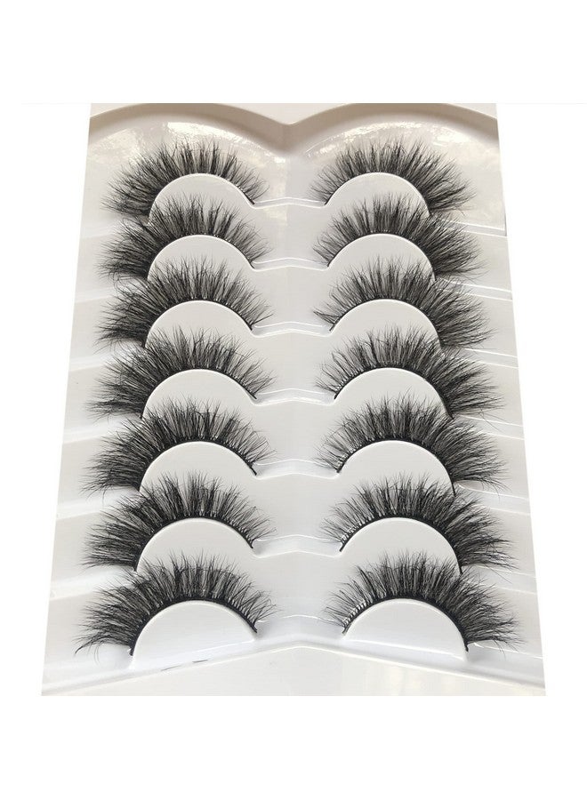 False Eyelashes Wispy Cat Eye Faux Mink Lashes 7 Pairs Natural 8D Fluffy Volume Fake Mink Eyelash Multipack