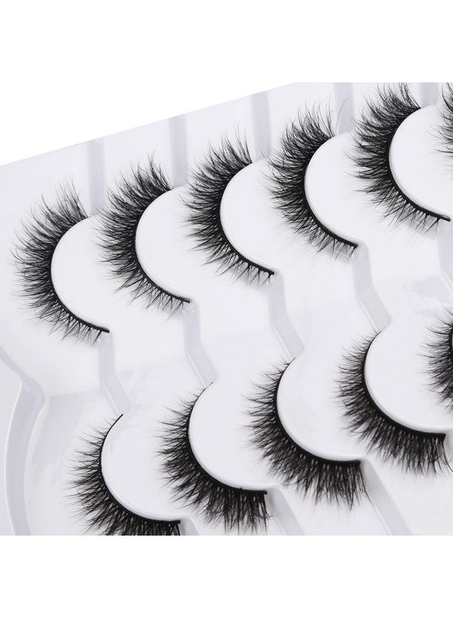 False Eyelashes Extension Look Cat Eye Natural Lashes 8D Volume Fluffy Wispy Short Fake Eyelashes Faux Mink Lashes 7 Pairs Pack