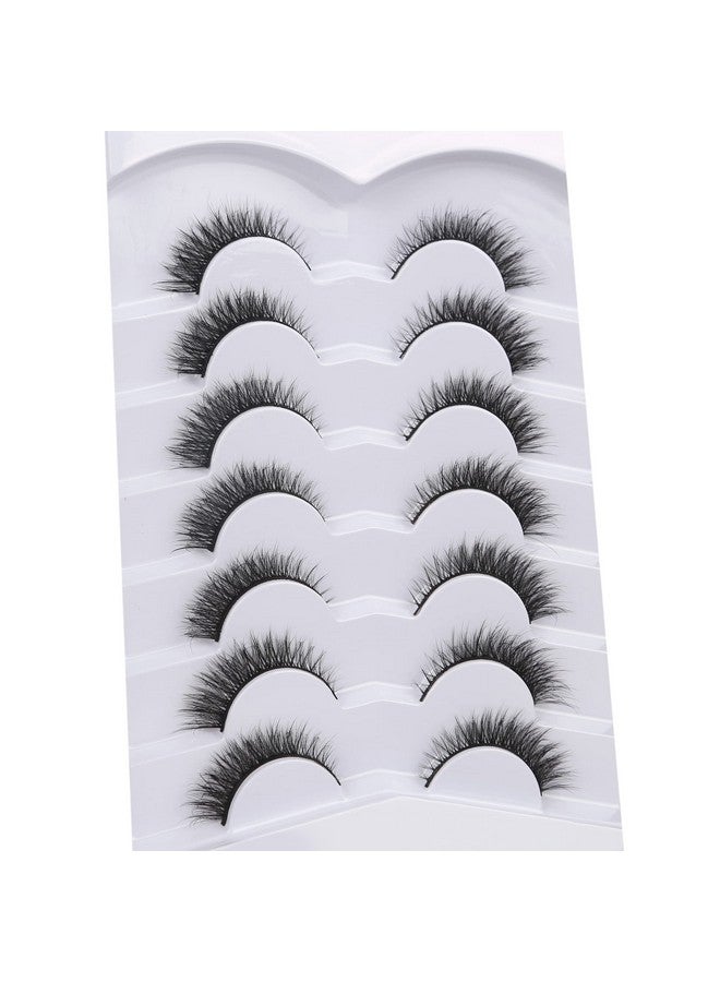 False Eyelashes Extension Look Cat Eye Natural Lashes 8D Volume Fluffy Wispy Short Fake Eyelashes Faux Mink Lashes 7 Pairs Pack