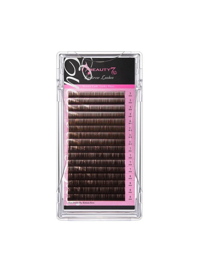 Brown Eyebrow Extensions Matte Individual Eyebrow False Lash Extension Tray Synthetic Mink 0.1Mm Thickness Mixed 5/6/7/8Mm Length Professional Tech (Brown)