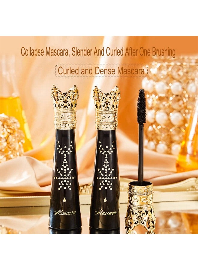 4D Mascara Black Volume And Length Crown Mascara 4D Silk Fiber Lash Mascara Thickening And Lengthening Long Lasting Waterproof & Smudge Proof Liquid Lash Extensions Mascara