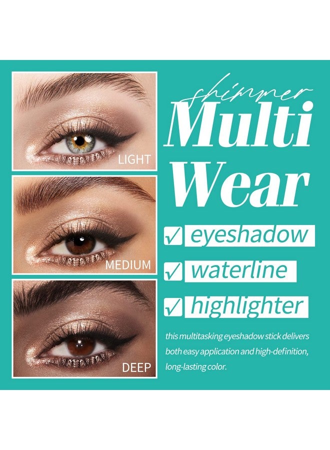 2Pcs Waterproof Eyeshadow Stick Set Brightener Eyeshadow Pencil Duo Glitter Highlighter Eye Liner Shimmer Creamy Long Lasting Eye Makeup
