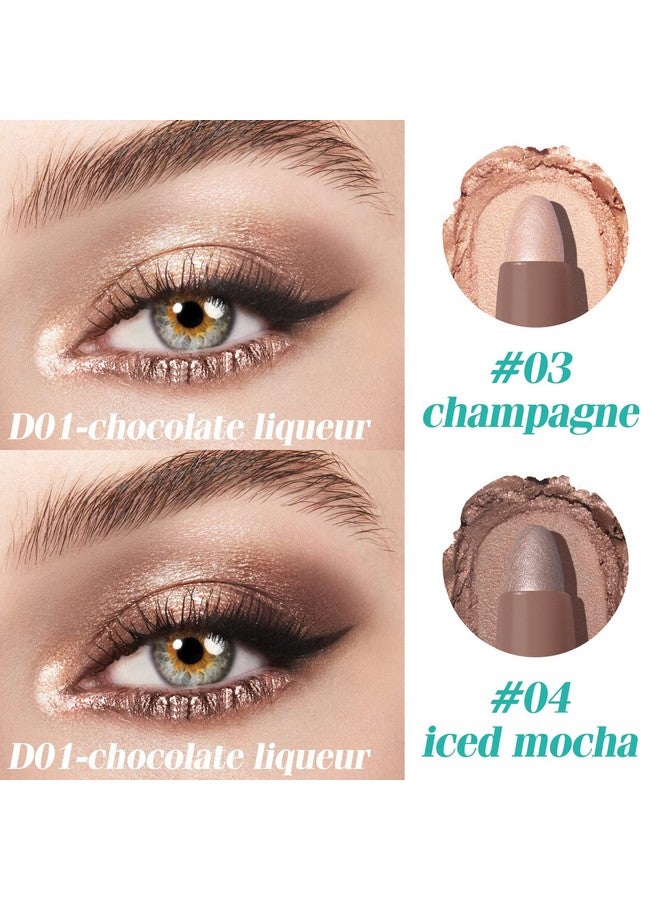 2Pcs Waterproof Eyeshadow Stick Set Brightener Eyeshadow Pencil Duo Glitter Highlighter Eye Liner Shimmer Creamy Long Lasting Eye Makeup