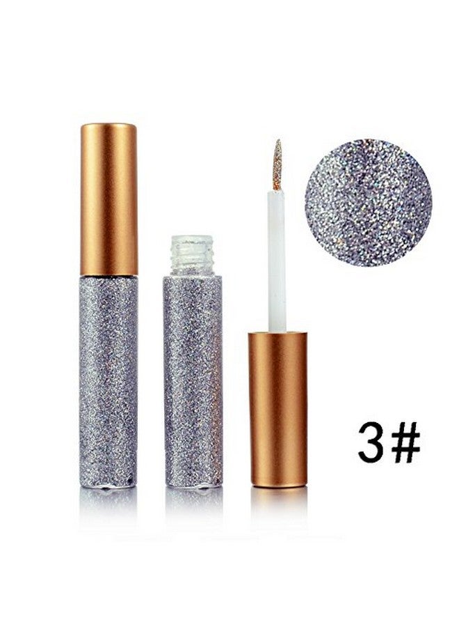 Eyeliner Glitter Liquid Eyeshadow 3 Color Metallic Glitter Sparkling Eyeliner Face Eye Cosmetic Glow Shimmer Makeup Glitter Eyeshadow Liquid Long Lasting Eyeliner Eye Shadow Goldsilver And Purple