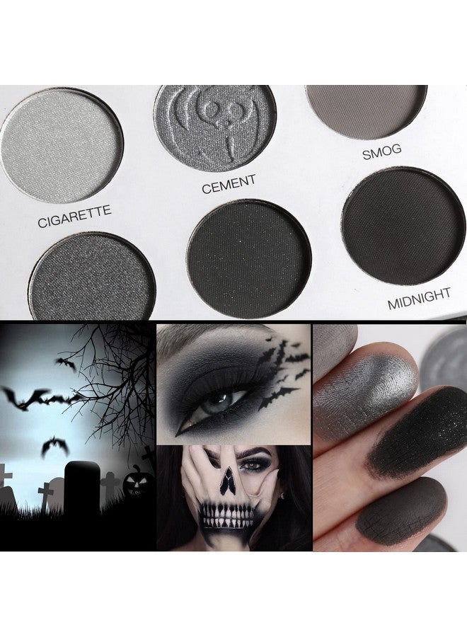 Gray Eyeshadow Palette Black Grey White Silver Blendable Smokey Eye Eyeshadow Palette For Halloween Sfx Clown Skull Goth Makeup Palette Look Long Lasting Dark Eye Shadow Palletpanda