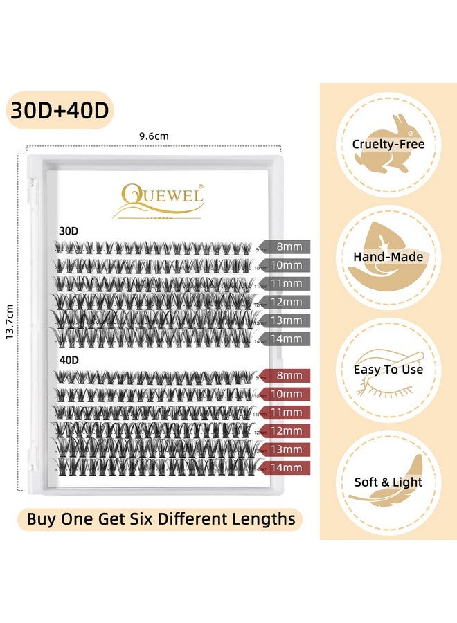 Cluster Lashes 240Pcs Individual Lashes 30D+40D C Curl Mix8 14Mm Lash Extensions Clusters Lashes Soft&Natural False Eyelashes Individual Diy Eyelash Extension At Home(30D+40D C Mix8 14)