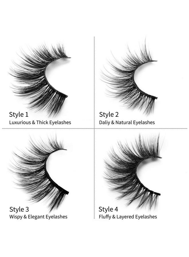 Lashes False Eyelashes 20 Pairs 6D 4 Styles Mixed Faux Mink Lashes Thick Wispy Fluffy Natural Fake Eyelashes Cat Eye Lashes Natural Look Reusable Lashes Pack; 10Mm 20Mm