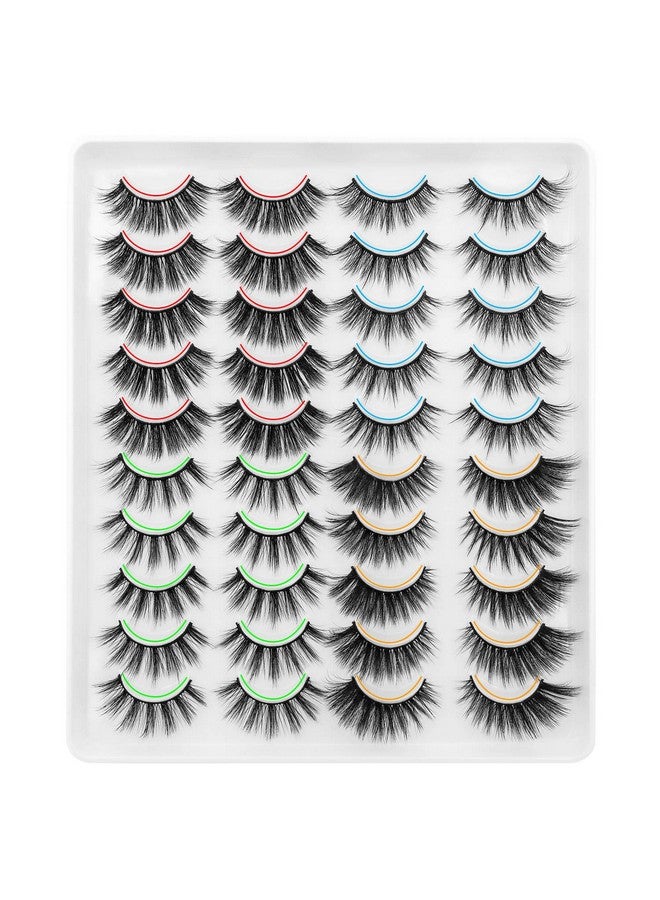 Lashes False Eyelashes 20 Pairs 6D 4 Styles Mixed Faux Mink Lashes Thick Wispy Fluffy Natural Fake Eyelashes Cat Eye Lashes Natural Look Reusable Lashes Pack; 10Mm 20Mm