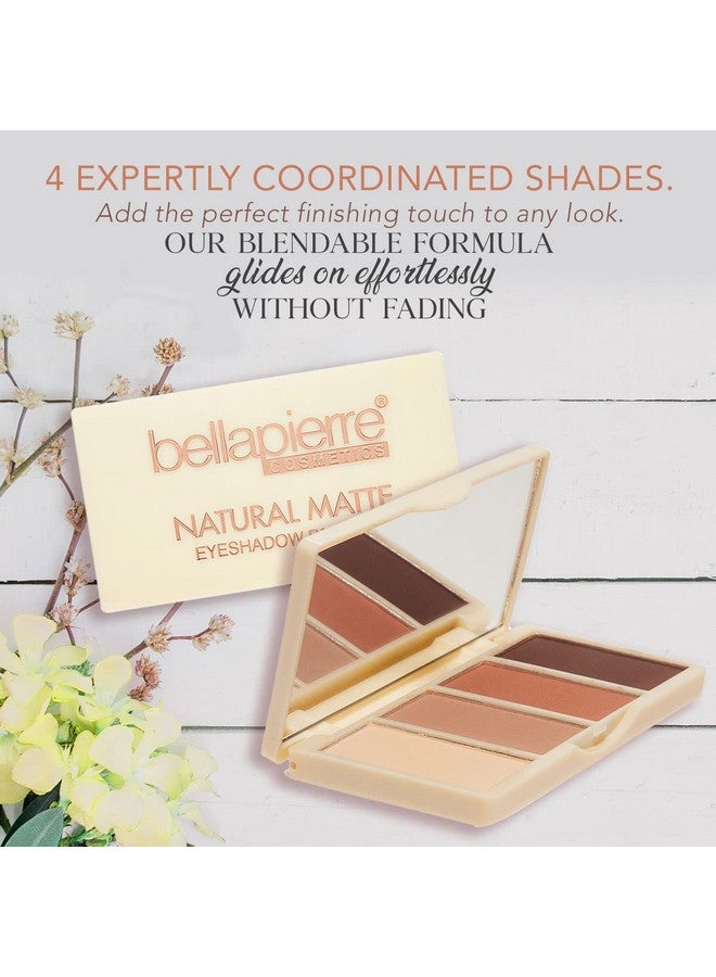 Natural Matte Eyeshadow Makeup Palette ; Highly Pigmented Long Lasting And Blendable ; 4 Matte Shades ; Hypoallergenic And Paraben Free ; Cruelty Free